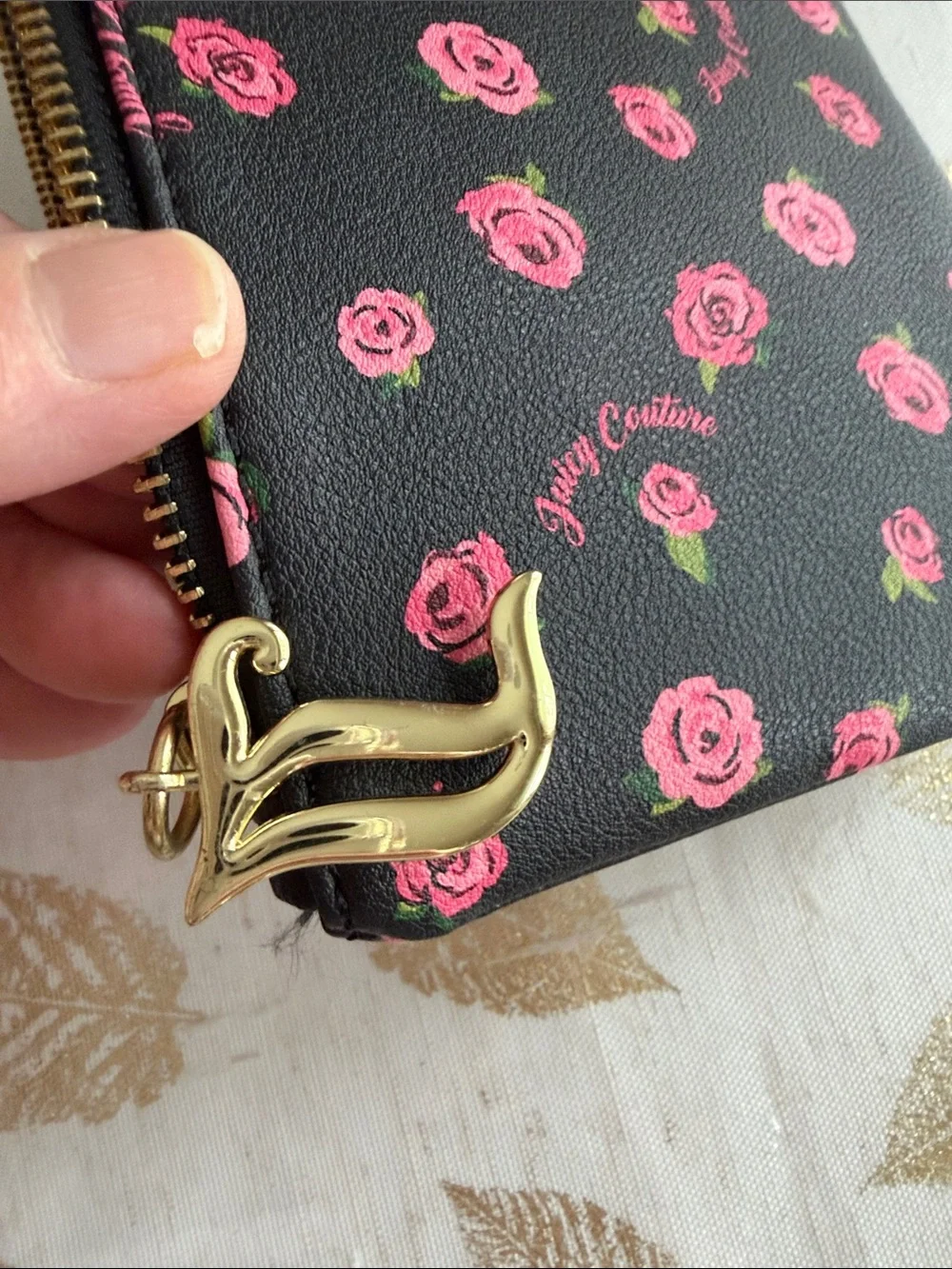 Juicy Couture Romantic Roses Black and floral Makeup Pouch